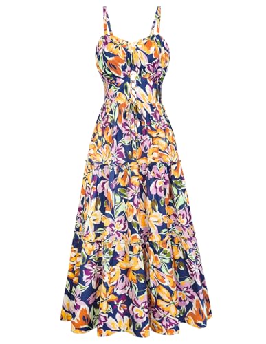 Image of GRACE KARIN 2026 Women's Spaghetti Vacation Sundress Summer Beach Flowy Boho Floral Maxi Dresses with Pockets