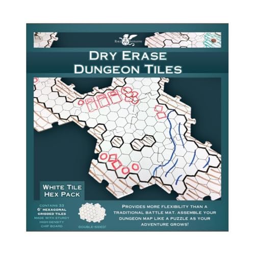 Role 4 Initiative Dry Erase Dungeon Tiles - 6" Hex (White)