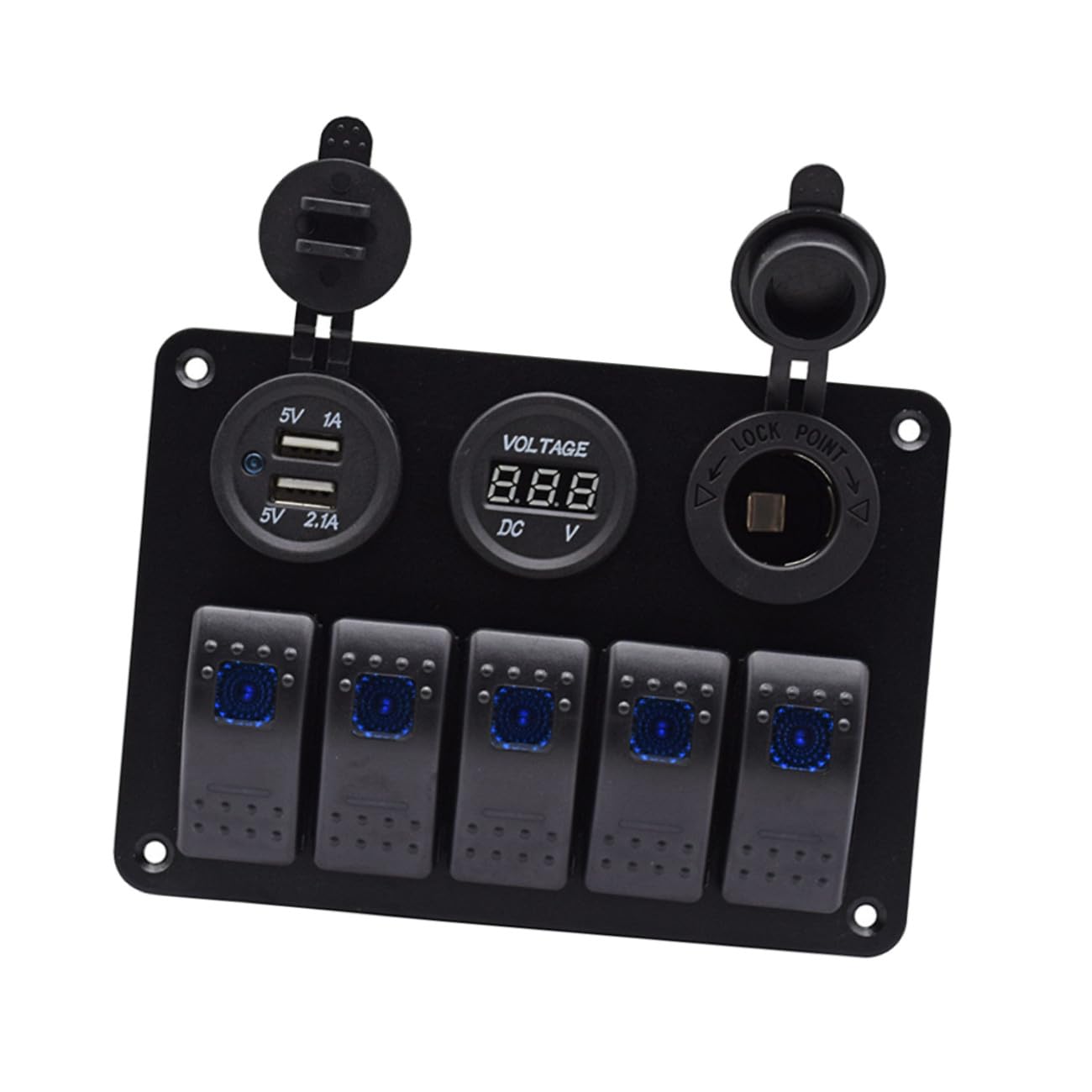 Pannello Interruttori Combinato Vie con Doppia Porta USB e Protezione Circuito per Auto Barca Camper Yacht