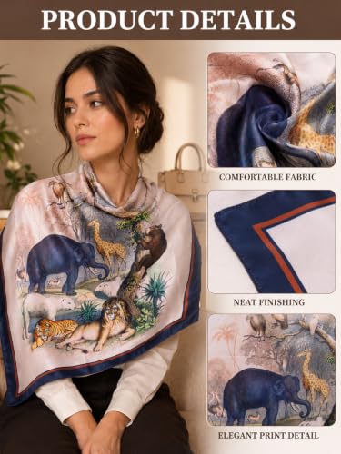 Image of Ravaiyaa - Attitude is everything Women Printed Silk Bandana 21 x 21 Inch Square Headband & Hair Wrap, Soft & Versatile | Fashion Neck Wrap