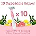BIC Soleil 4 Escape Scented Women's Disposable Razors, 4 Blades, Comfortable Shave, Citrus Scented Handle Shaving Razors for Women, 10 Count