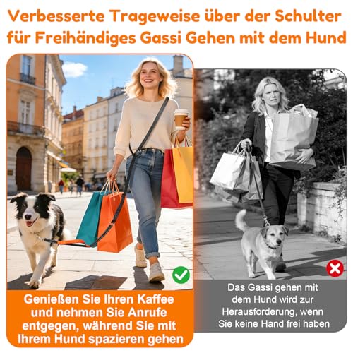 X XBEN Freihandleine Hundeleine für Große Mittelgroße Kleine Hunde, Umhängeleine Joggingleine Hunde zum Joggen Laufen Wandern mit Dual Griffe, Verstellbar (0,8-2,35M), Freihändig Laufleine für Hunde