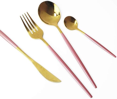 Miniatura 3 de Set de cubiertos Gugrida, juego de cubertería reutilizable, de acero inoxidable 18/10, set de cubiertos reflejantes, ideal para reuniones familiares