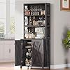 Dwvo 67 tall wine bar cabinet for liquor and glasses farmhouse kitchen cabinet coffee bar with adjustable shelves open storage shelves buffet kitchen cabinet for dinning room kitchen rustic oak  urban country home decor