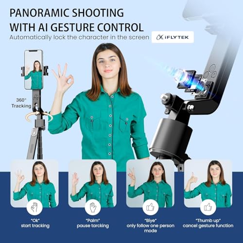 Image of Q185 Auto Face Tracking AI Gimbal Selfie Stick Tripod Stand,Detachable Bluetooth Remote Compatible for iPhone /Android, Best for Vlogging /Photo Shoot (Q185 AUTO FACE Tracking Selfie Stick)