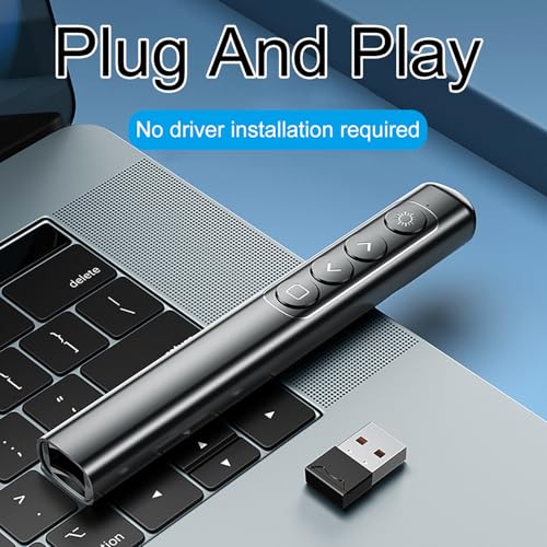 Neoreser Presentation Clicker, Pointer für Präsentationen via USB Empfänger, Rot Präsentationsfernbedienung für Windows 7/8/ 10/ Mac/Linux/Android/PowerPoint, für Lehrer, Büro, Berichte(Black)