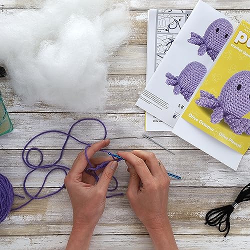 Image of LEISURE ARTS - Crochet Kit, Pudgies Olive The Octopus, 3 inch, Crochet Kit for Beginners, Complete Kit, Animal Kits, Animal DIY Amigurumi Kits