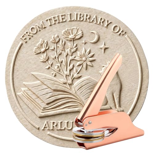 Book Embosser Personalized - Custom Embosser Stamp for Library & Book Lovers 50+ Designs Including Floral & Monogram - Wedding Embosser for Invitations & Envelopes Brass Clip & Metal Mold