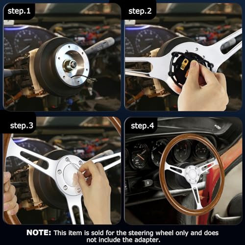 Qymopay ODC-101 15 Inch Wooden Steering Wheel, 6 Hole Bolt Racing Steering Wheel, Classic Wood Grain thumb #3