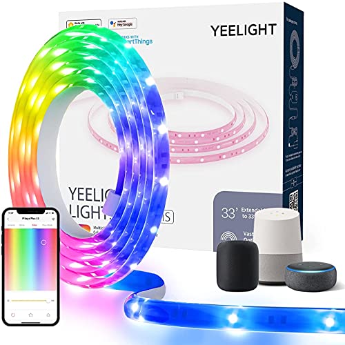 YEELIGHT LED Strip 2m, Smart Led Streifen, RGB LED Streifen, Farbwechsel LED Lichterkette Band, Musik-Synchronisierung, App und Sprachsteuerung, funktioniert mit Razer Chroma, Homekit, Siri, Alexa