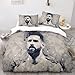 Produktbild Agmdno Leo Messi Bettwäsche-Set,3D Druck Kinderbettwäsche 135x200cm,Football Bettbezug Kissenbezug 80x80,Geschenke Für Männer (F,135x200)