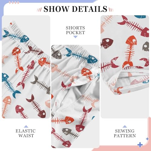 ZZXXB Skeletons of Fish Boys Long Pants Soft Trousers Elastic Waist Kids Lounge Bottoms with Pockets S-XL4