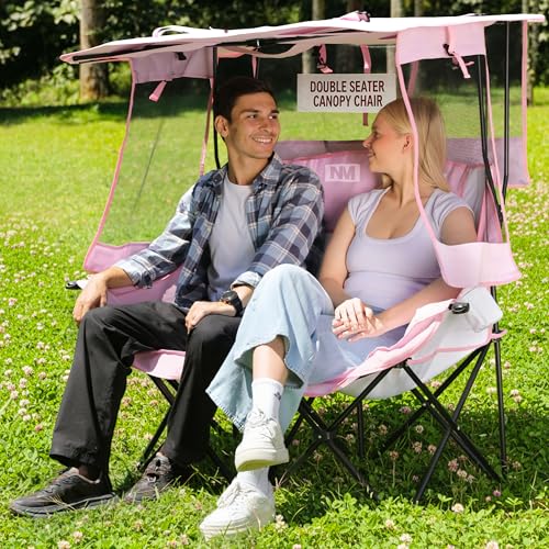 Silla doble de camping Night Market – Sofa de camping, silla doble plegable con dosel removible, loveseat portátil para exterior, playa y deportes miniatura 2