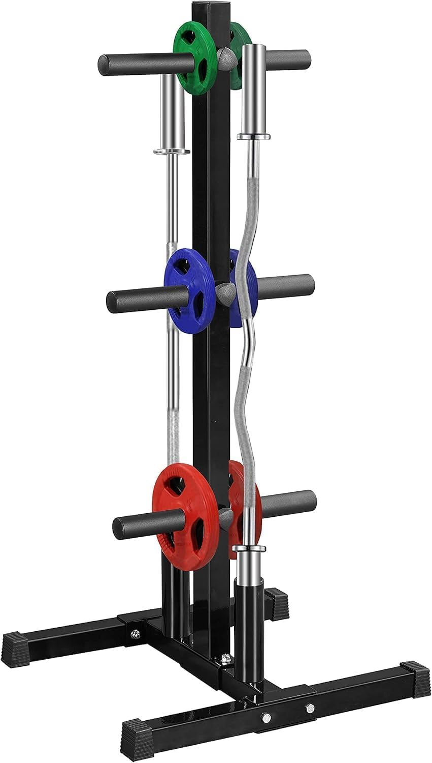 Yaheetech Support pour Poids Charge Max. 400kg Support de Barre d'Haltère Poids Musculation Convient aux Disques de Diamètre 28 mm Noir