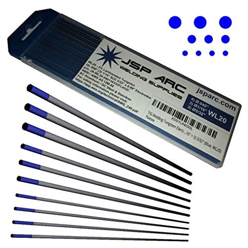 TIG Welding Tungsten Electrodes 2% Lanthanated Assorted Size 4) .040' + 3) 1/16' + 3) 3/32' (Blue, WL20)