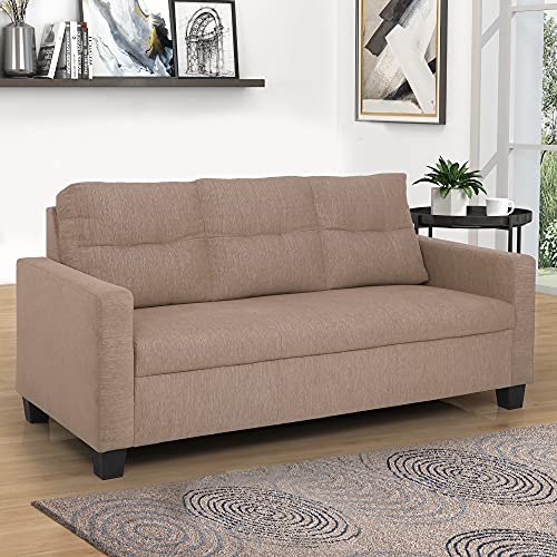 Image of Duroflex Ease - 5 Seater Sofa, 3+1+1 Sofa Set | Premium Fabric, High Comfort Foam, Durable Termite-Resistant Wooden Frame & Easy Maintenance | 3-Year Warranty - Brown