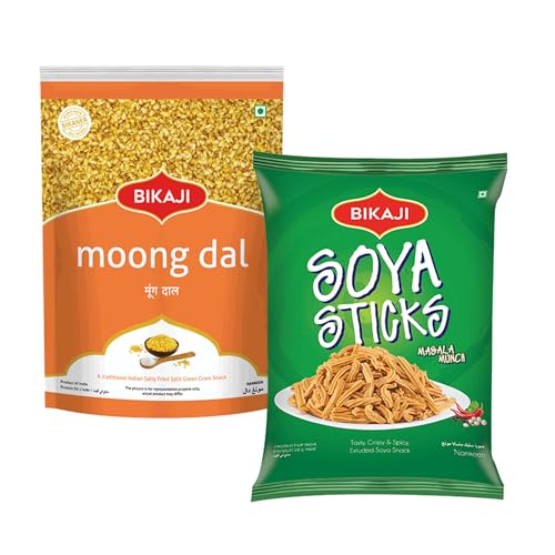 Moong Dal 1000g and Soya Sticks 200g Combo of 1200g (42.33Oz) – Authentic Indian Snacks Family Pack | Crunchy Namkeen, Party Mix, Bar Snacks & Tea-Time Treats