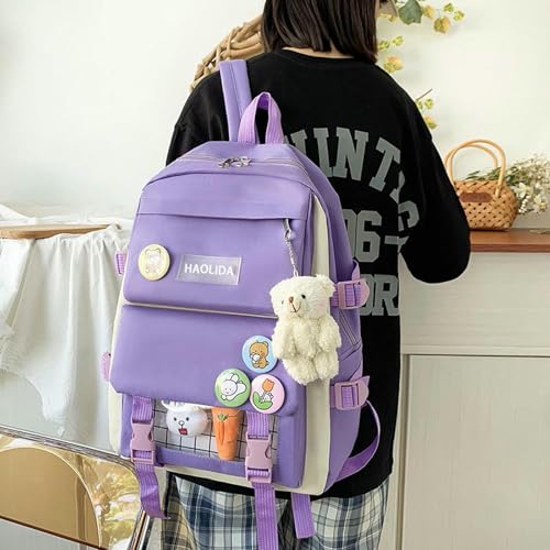 Sac à dos étanche bleu pour l'école avec de jolis pendentifs