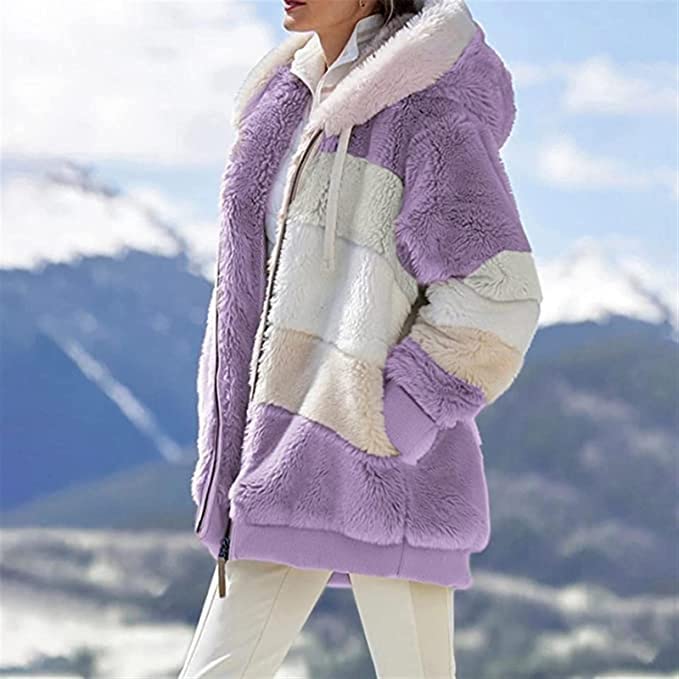 Abrigo De Lana para Mujer con Capucha, Chaqueta De Lana para Dama, Tallas Grandes, Exterior, Transición De Peluche, Elegante Parka De Transición De Invierno, Chaqueta Larga De Lana