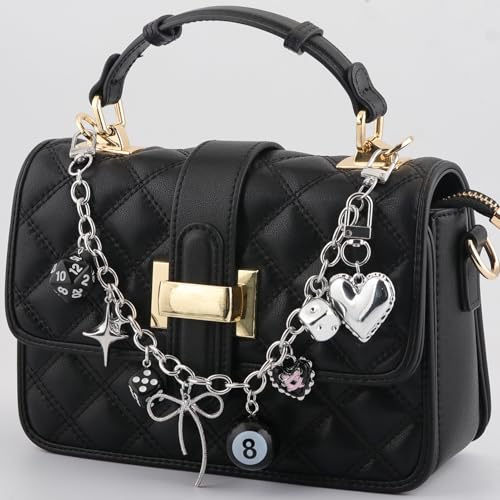 Image of 8 Ball Dice Charm Keychain - Cute Bag Purse Handbag Accessories - Y2K Aesthetic Key Chain for Women Men