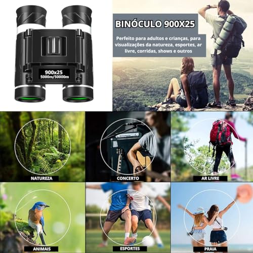Binóculos Telescópio Portátil 50000M, Zoom 900x25, HD, Dobrável, Longo Alcance, À Prova D'Água, par
