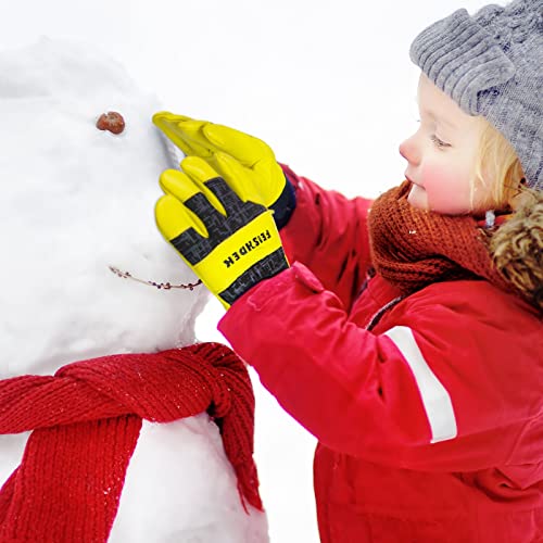 Foto von FEISHDEK 3M Kinder Handschuhe Winter Thermo für Eishockey Snowboard Ski, Winter Arbeitshandschuhe Kinder Color Atmungsaktives Leder Outdoor Schnee Jungen Und MäDchen