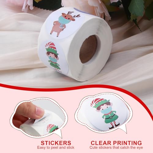 Hugfads 500 Stück Weihnachtsaufkleber, Runder Aufkleber, Decoration Etiketten für Weihnachten, Geschenktüten, Geschenkpapier - Image 3