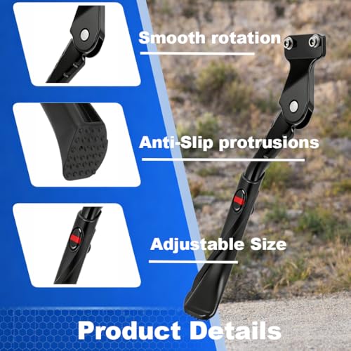 Image of Height-Adjustable Ebike Kickstand Compatible with Ridstar Q20 /Q20 Pro /Lite, Heavy Duty Aluminum Alloy Rear Mount for 16-22 Inch Bikes 40mm Hole Distance, Non-slip