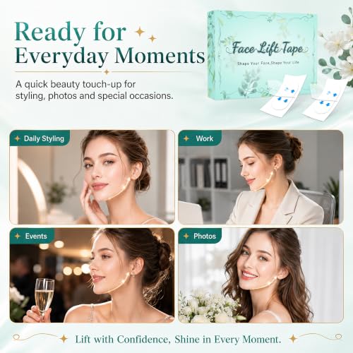 Image of Face Lift Tape Invisible, Neck Tape Lifting for Turkey Neck, 198 Pcs | Face and Neck Tape for Temporary Lifting Jowl, Double Chin & Turkey Neck, Makeup-Friendly Invisible Wear for Events or Photos