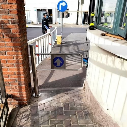 Automatic Swing Gate for Supermarkets, Self-Closing 90° Manual Pedestrian Door, Metal One-Way Entrance Gate, Durable Industrial Fence with Post Mount, Right Opening (50cm/19.6in)