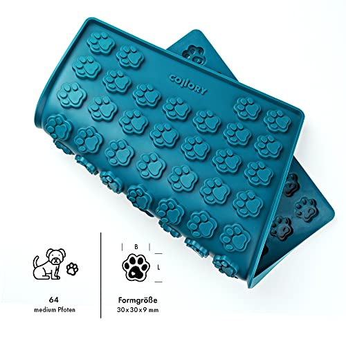 Collory Medium Pfoten (3cm) Silikon Backmatte, Hunde Tatzen, Backform für DIY Hundekekse und Leckerlis, Knochenbackform, Pralinenform, Schokoladenform, Antihaftend und Lebensmittelecht (BPA-Frei)
