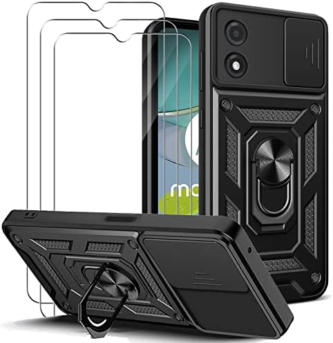 Schutzhülle Für Motorola Moto G13/G23 – Mit 3 Panzerfolien & Ringständer, Stoßfest, Kameraschutz, TPU+PC