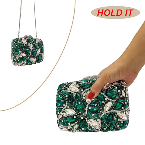 Image of Colorful Crystal Clutch Box Handbag Women Sparkling Evening Bags for Wedding Party Prom Purse