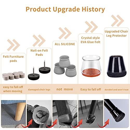 360° Felt Wrapped- Extra Small Chair Leg Floor Protectors -Sliders Floor Protector Rubber Chair Leg Protectors For Hardwood Floors Silicone Furniture Caps Protects #TOP3