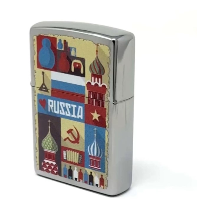 ZIPPO® LIGHTER ZIPPO Watch Zippo Lighter- Russia Postcard Brushed Chrome Lighter #Z5043