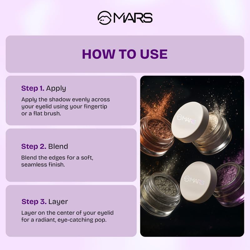 Image of MARS Starlit Pot Eyeshadow (3.0gm) (SHADE-02) | Shimmer Finish | Duo-Chrome Hue Shine | Long-Lasting | Smooth Texture | Mess-Free Application | Travel-Friendly | Easy To Use (Pack of 2)