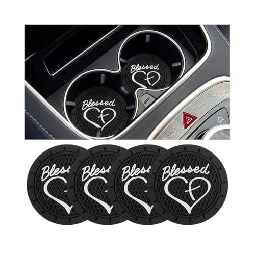 4PCS Portavasos de Silicona para Auto Universal Negro miniatura 1