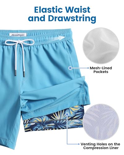 maamgic Mens Swim Trunks with Compression Liner 7 Inch Inseam Mens Bathing Suit Quick Dry Swimming Trunks Swimsuit3