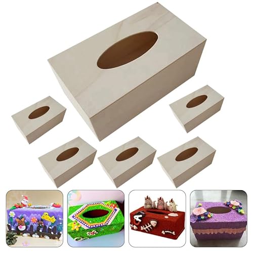 Zerodeko Holzgewebebox Leere Taschentuchbox Zum Basteln Und Dekorieren Kompakte Aufbewahrungsbox Für Büro Und Zuhause 7.48X4.13X3.54In