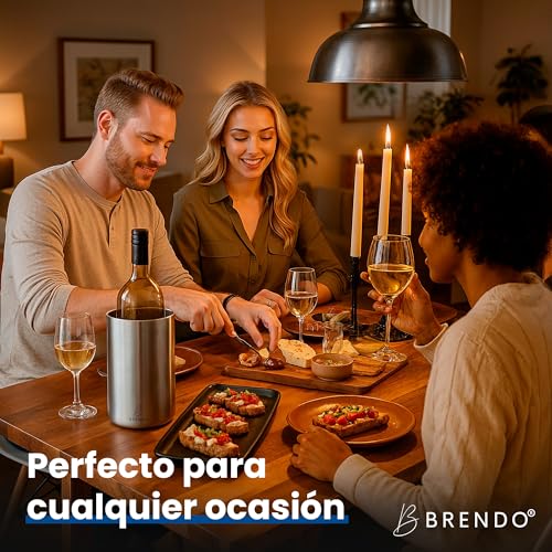 Brendo Enfriador de Botellas de Vino Acero Inoxidable Doble Pared Aislado | Cubitera de Vino Champan y Bebidas | Set de Regalo para Hombres y Mujeres Accesorios de Vino Idea de Regalo Navidad - imagen 7