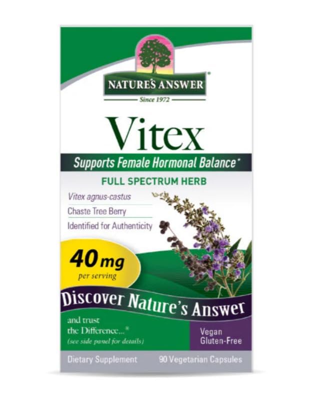 Naturals Answer Full Spectrum Vitex Capsules 40 mg per Serving 90 Counts per Bottle Vegan Gluten-Free