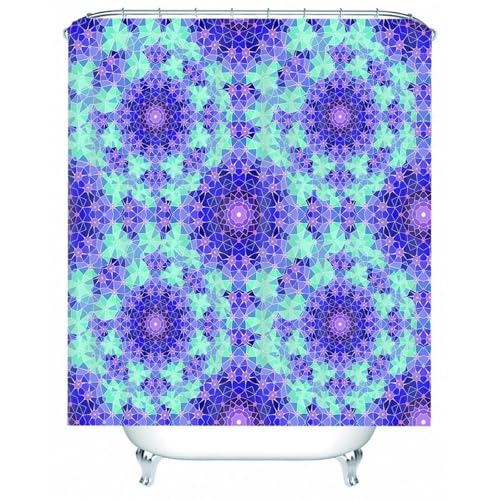 Rideau de douche imperméable lavable en tissu polyester bleu et violet - 2
