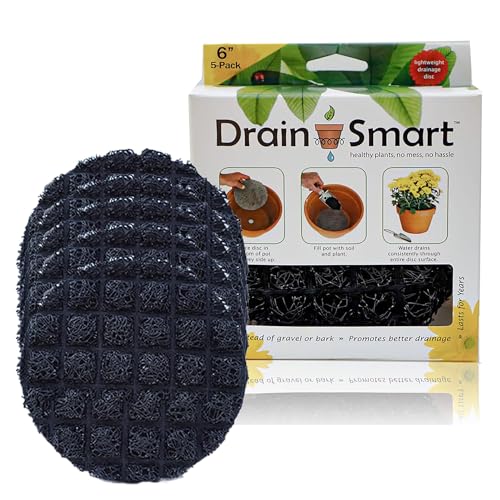 Drain Smart 3D Mesh Planter Pot Drainage Insert Disc – Made in USA – Keeps Soil in, Lets Water Drain Out – Cleaner, Lighter Alternative to Gravel for Indoor & Outdoor Planters (6