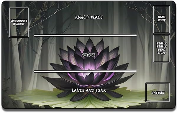 Tapete de juego para MTG, 24 x 14 pulgadas, TCG, superficie de goma lisa, juego de mesa de batalla, patrón malvado, tapete de juego MTG con zonas