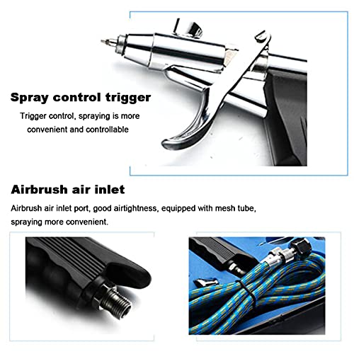 Rj-Global Double Action Airbrush Kit, Trigger Air Brush Spray Gun With 0.3, 0.2, 0.5Mm Needles, 3 Sets Nozzles, Air Cap, 2Cc/5Cc/13Cc Paint Cup, Air Hose, For Tattoo, Makeup, Nail, Model, Art Hobby #TOP3