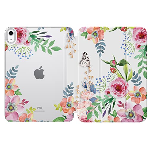 MoKo Custodia Protettiva per iPad (A16) 11a Gen 11' 2025/10a gen 10,9 Pollici 2022, iPad Cover in TPU e Pelle PU con Chiusura Magnetica, Sostegno, Auto Riattivazione/Standby, Fiori Fragranti