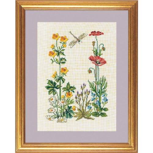 Broderie point de croix pied de coq fleur rouge kit canevas adulte