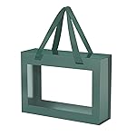 JINGUAN Green Gift Box with Window, Gift Box with Lid and Handle, Clear Magnetic Gift Box for Present, Bridesmaid Proposal Box (10.5x7.5x3 Inches