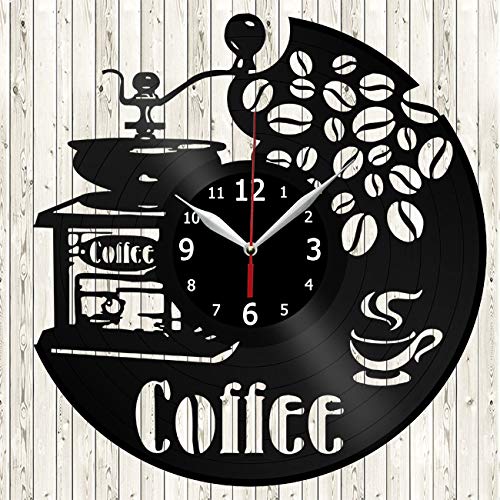 Coffee Wall Clock Vinyl Record Wall Clock Kitchen Design Clock Coffee Bar Decor Gifts for Kitchen and Room Decoration