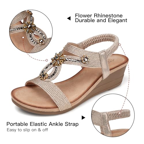 Image of SHIBEVER Womens Wedge Sandals Dressy: Comfortable Low Heels Sandals Summer